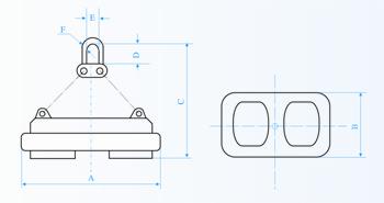 吊運(yùn)鋼帶卷用電磁鐵MW16系列產(chǎn)品外形圖